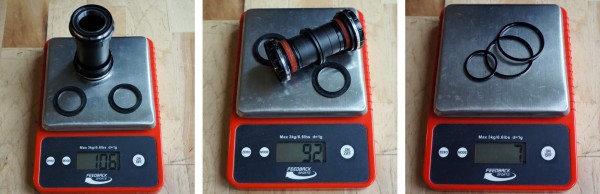 2014 Race Face bottom brackets actual weights