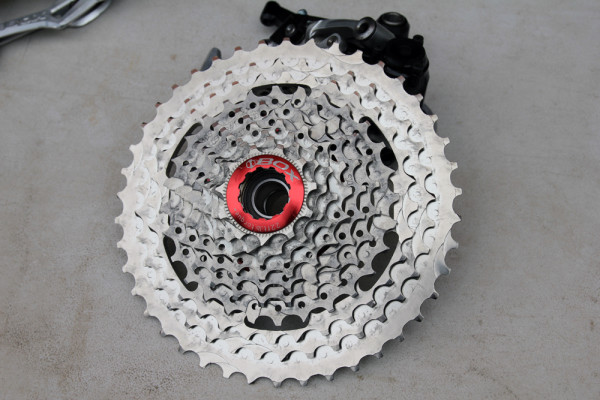 Sneak Peek: Box Components' Prototype 1x Drivetrain with 11-42t Cassette, Clutched Derailleur Box Components 11-42 cassette 1x drive train derailleur20140413_0894