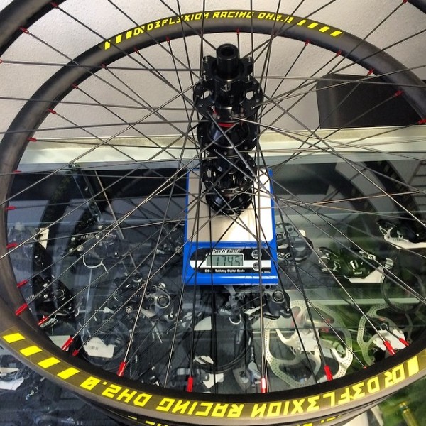Deflexion Racing DT240 Carbon Wheel Weight Scale Shot