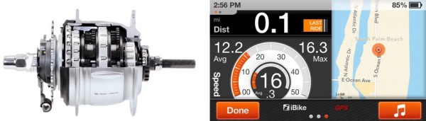 Alfine 8-speed internal geared hub and location based services GPS application