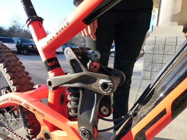 Neko Mulally Scott Gambler Dh bike with prototype dual high-low speed compression and rebound coil shock