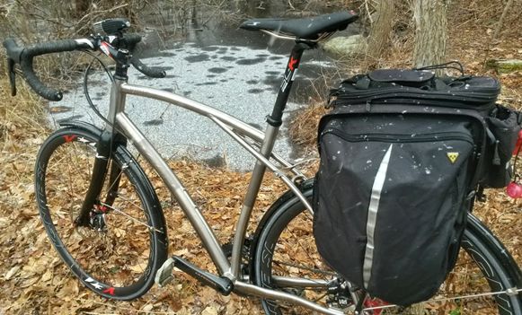 Volagi Viaje Ti Road Bike with ugly panniers