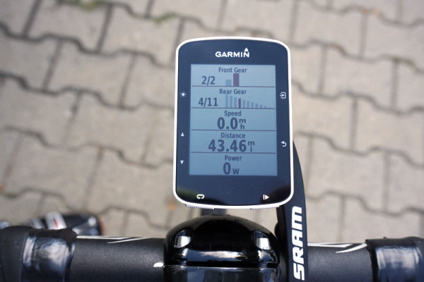 SRAM Red eTAP wireless electronic shifting road bike group gear display on Garmin 520