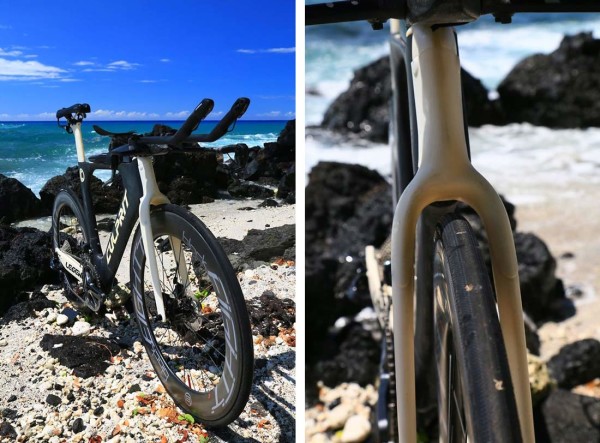 2016 Culprit Legend triathlon bike with magnetic cover plates for rim and disc brakes