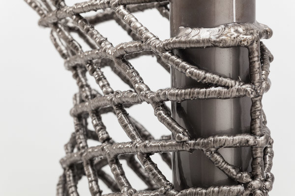 Arc 3D printed steel bicycle, close up
