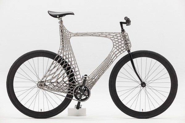 Arc 3D printed steel bicycle, side