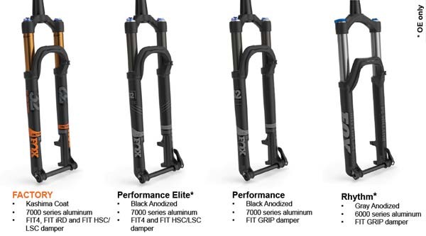 2017 Fox fork spec level options