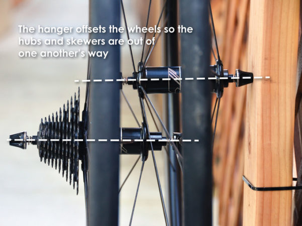 Foothill_The-Offset_offset-aluminum-spare-wheelset-wall-hanger_hub-offset