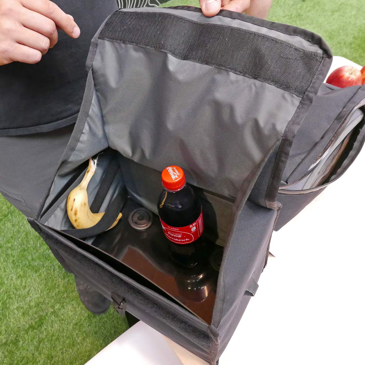 Restrap Randonneur Bag bike touring rando pack open banana for scale