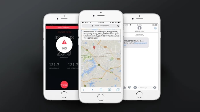 Coros OMNI smart helmet, emergency screens in app