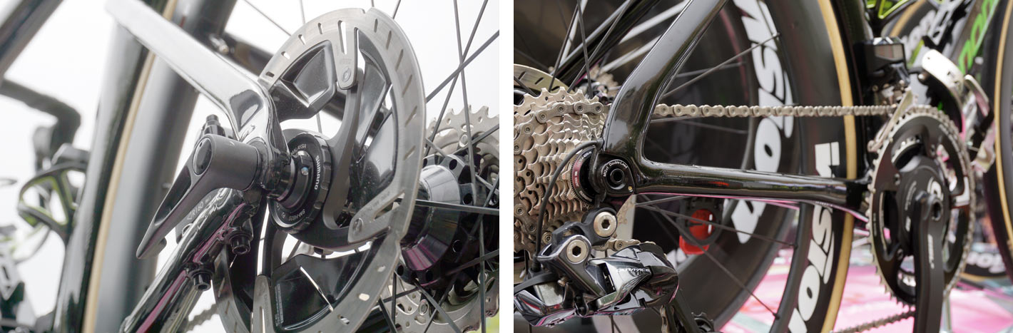 prototype cannondale aero disc brake road bike spotted at 2018 giro d-italia under Drapac pro cycling team