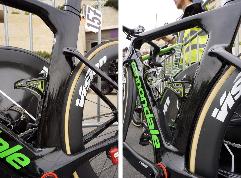 prototype cannondale aero disc brake road bike spotted at 2018 giro d-italia under Drapac pro cycling team