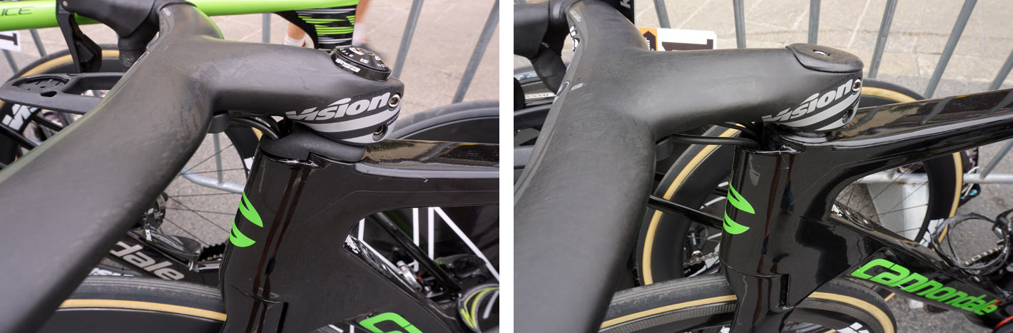 prototype cannondale aero disc brake road bike spotted at 2018 giro d-italia under Drapac pro cycling team