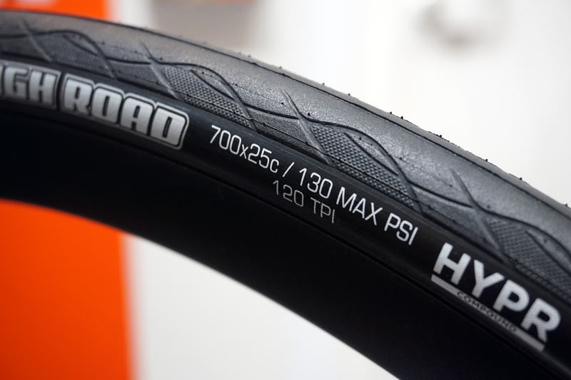 2019 Maxxis High Road road bike tire with HYPR rubber compound to reduce rolling resistance and improve grip
