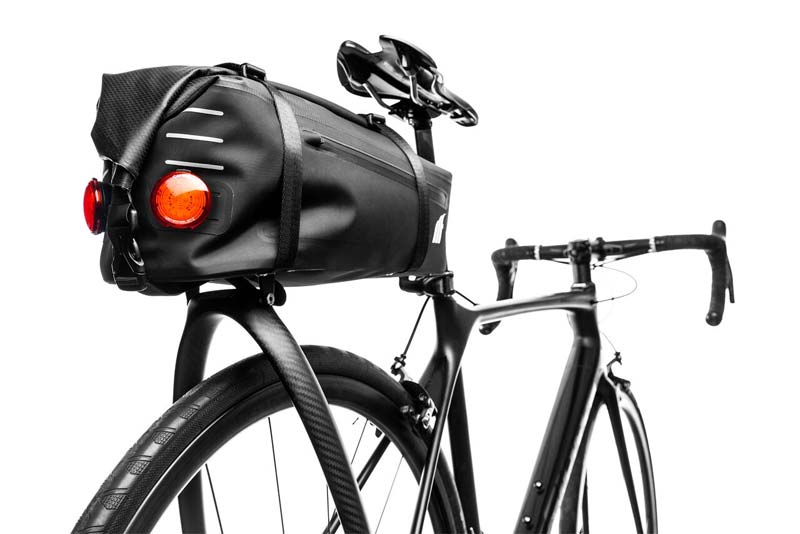 Tailfin AeroPack aerodynamic rear bike rack with integrated seatbag trunk bag for road bikes mountain bikes and commuter cyclists