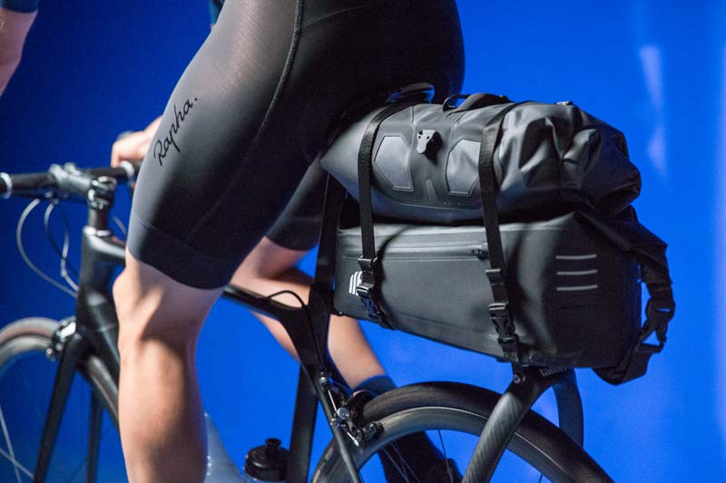 Tailfin AeroPack aerodynamic rear bike rack with integrated seatbag trunk bag for road bikes mountain bikes and commuter cyclists