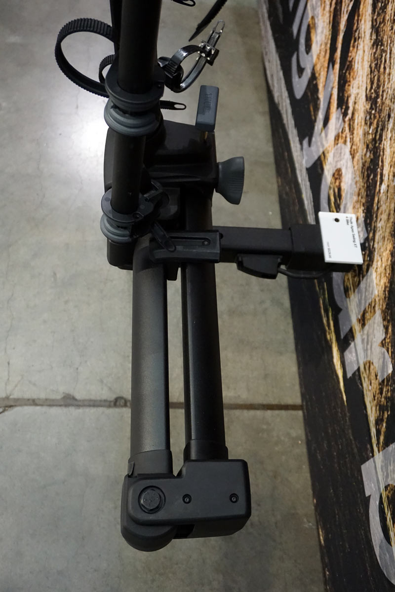 2019 Thule Helium Pro and Apex Swing hanging style swings away from your vehicle so you can access your trunk or tailgate without removing the bicycles