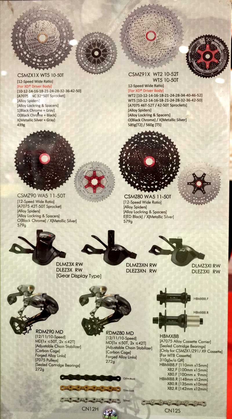 SunRace offers affordable lightweight 12-speed mountain bike groups with 10-52 wide range cassette