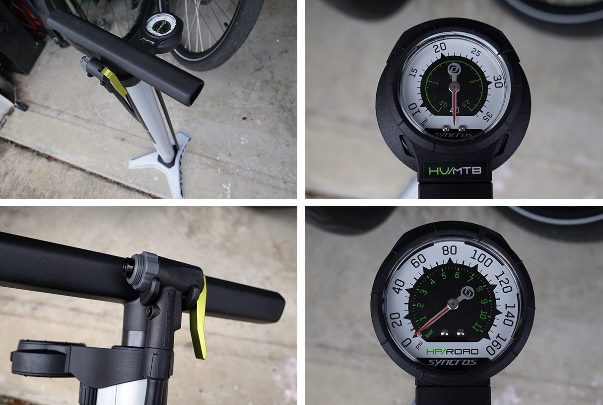 Syncros Vernon dual gauge high pressure and high volume floor pump wins bikerumor editors choice runner up for best tool 2018