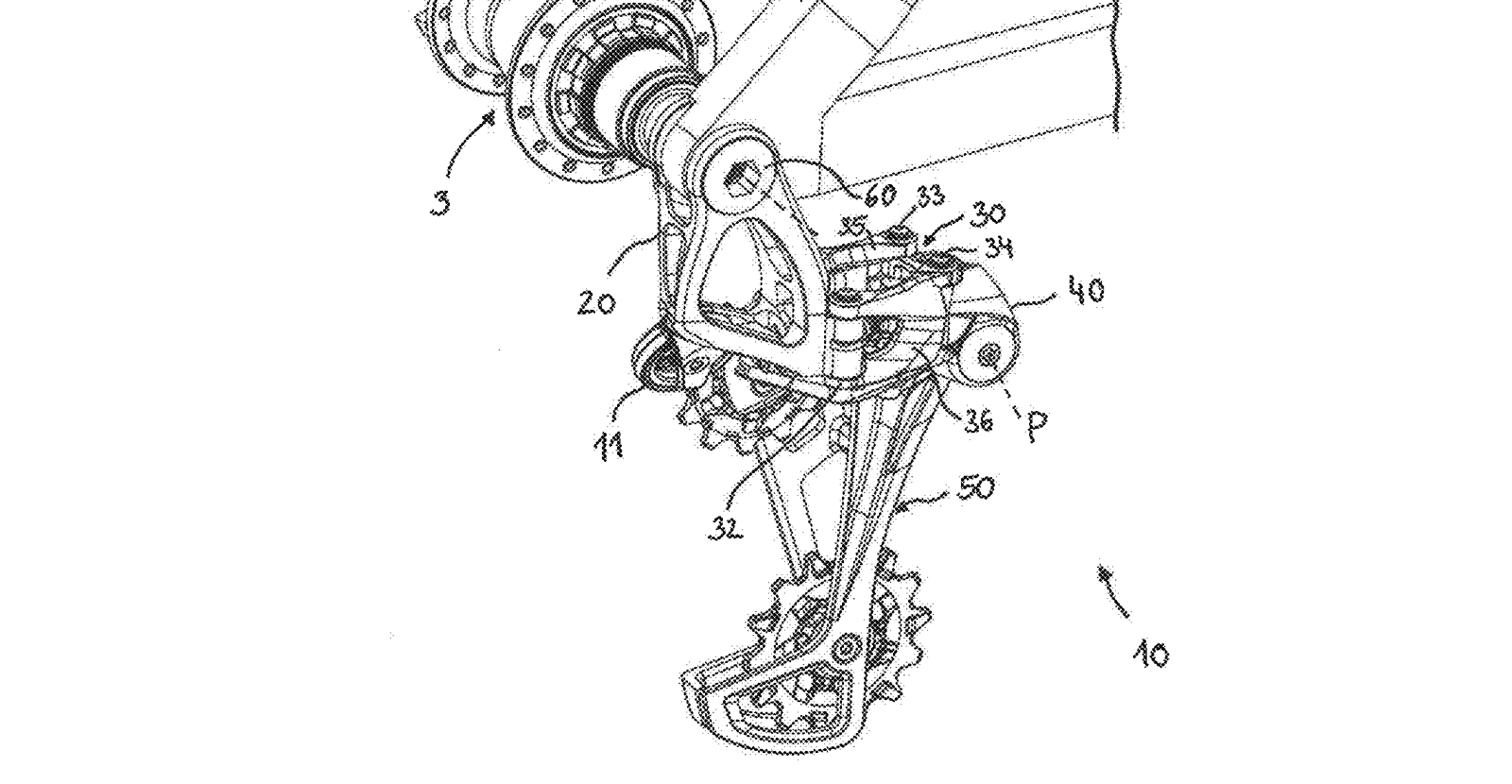 prototype sram direct mount linear rear derailleur with thru axle mounting b-knuckle