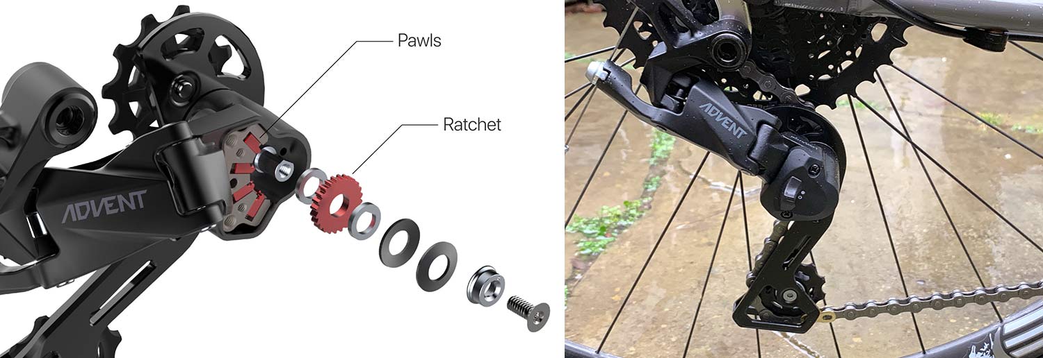 how does the microshift advent rear derailleur clutch work