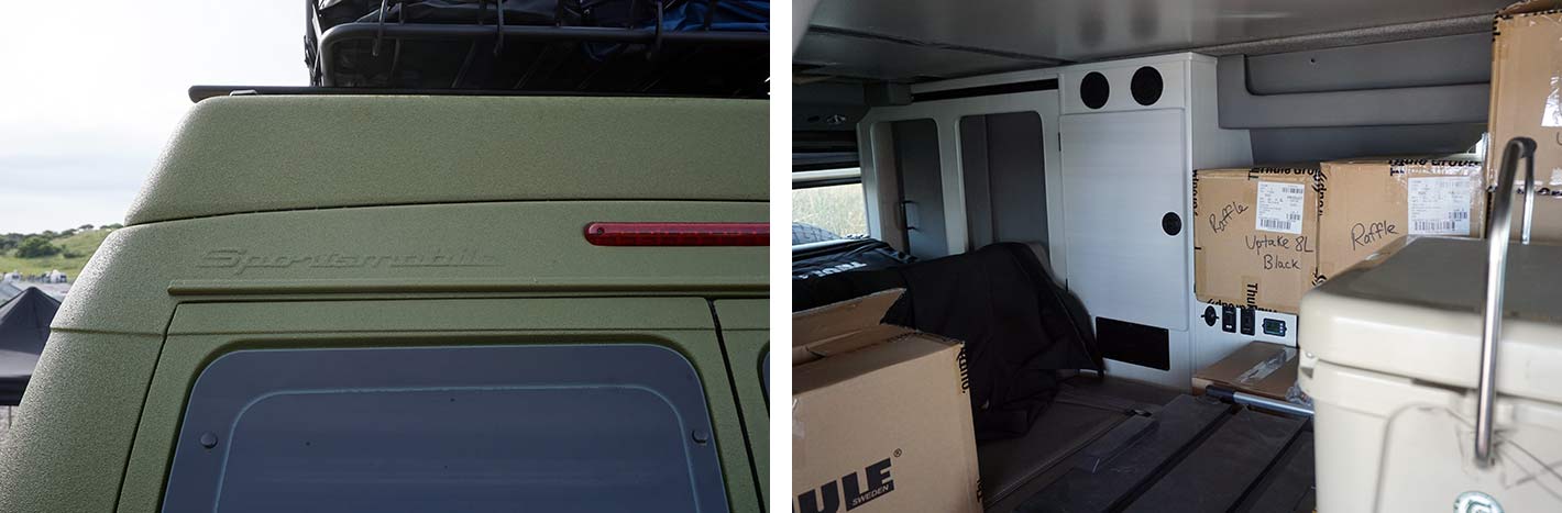is there a way to stabilize a collapsible ladder when climbing on top of a van or RV