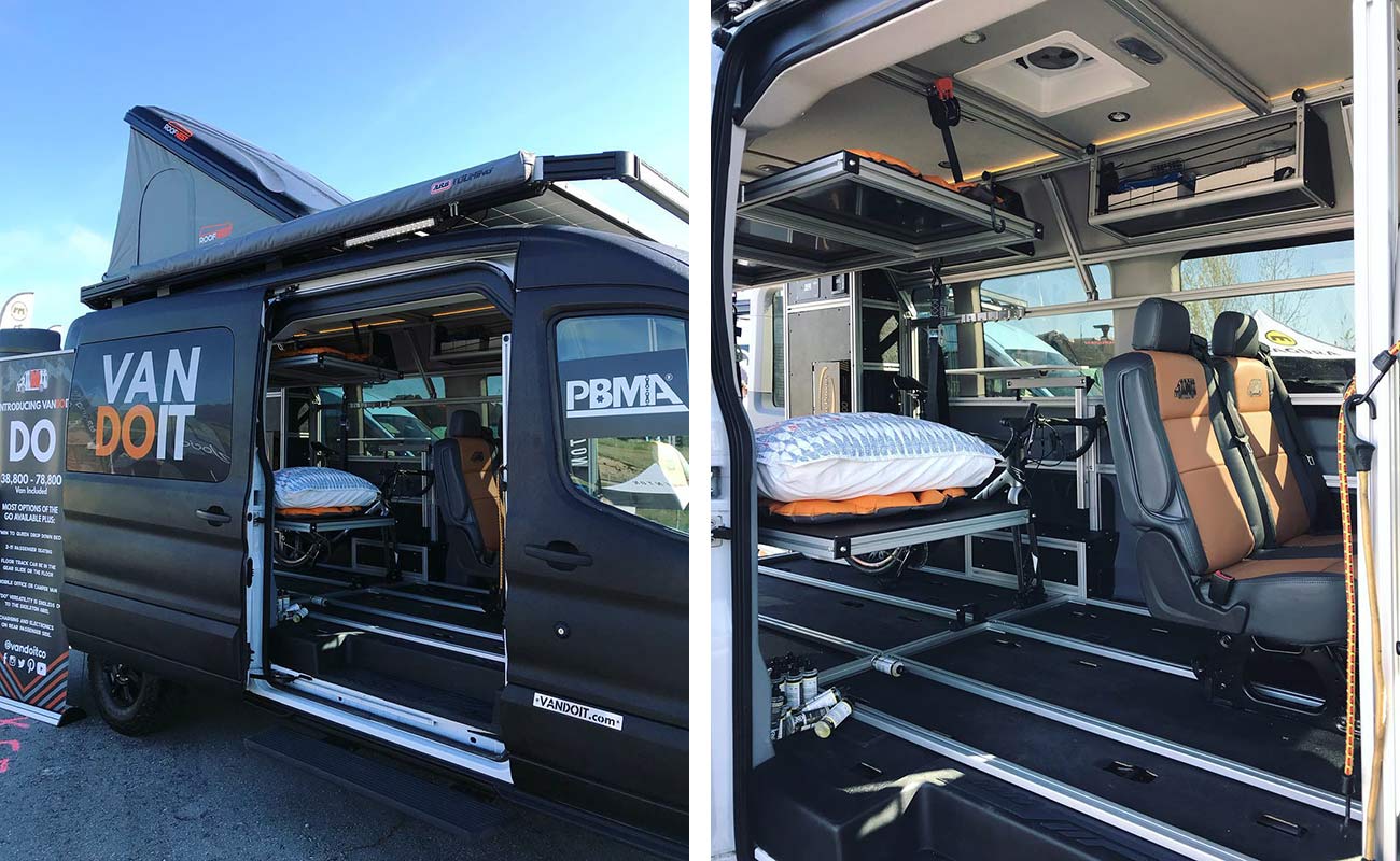 who makes custom ford transit vans to carry mountain bikes and outdoor adventure gear