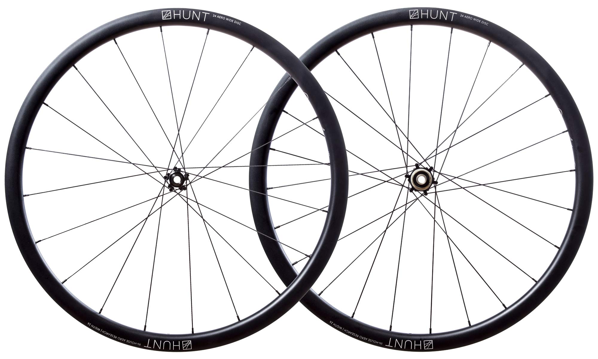 Hunt 34 Aero Wide Disc wheels, wind tunnel tested, aerodynamic aluminum alloy disc brake road bike wheelset