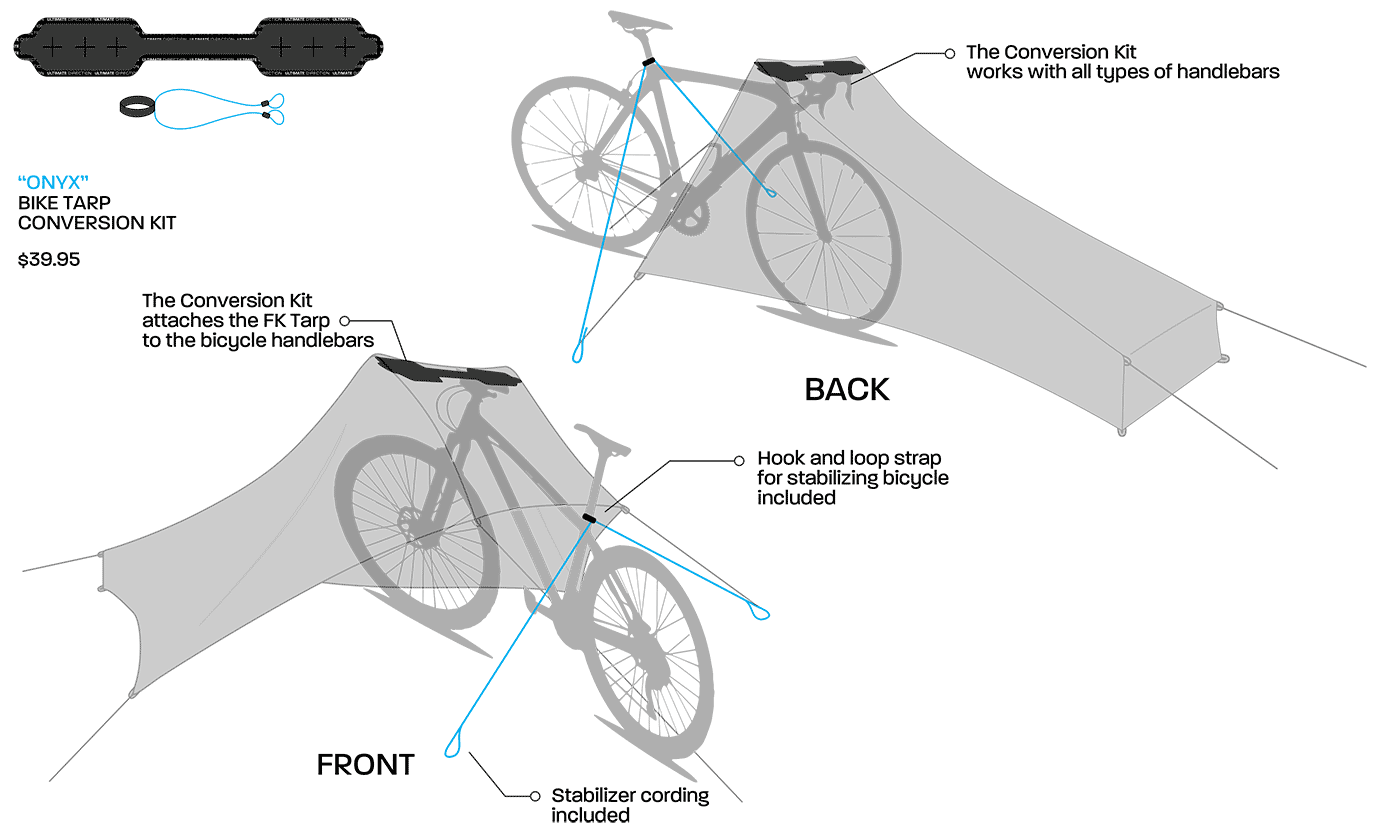 ultimate direction bike tarp conversion kit turns your tarp into a shelter tent