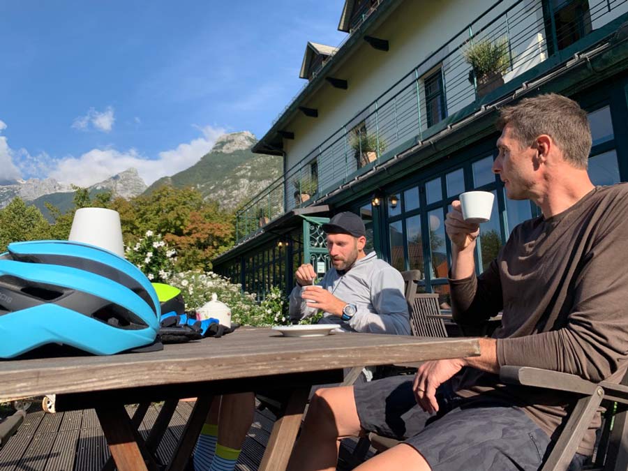 coffee before a ride from hotel dobra vila in bovec slovenia