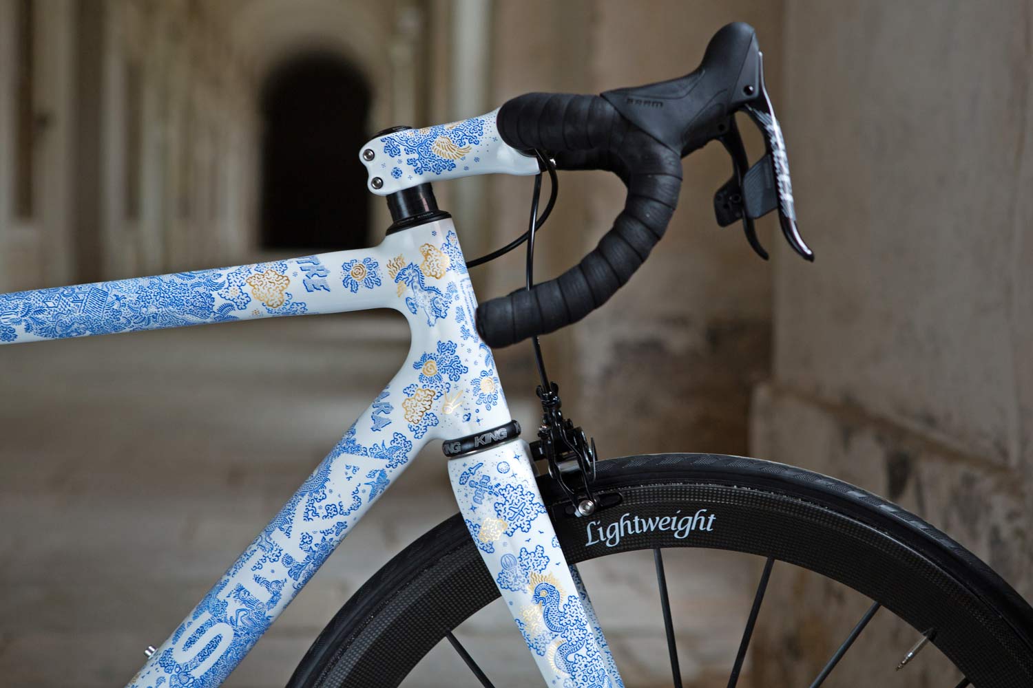 Festka Spectre Porcelain art road bike, hand-painted full custom Bespoke 24k gold detailed race-ready carbon road bike
