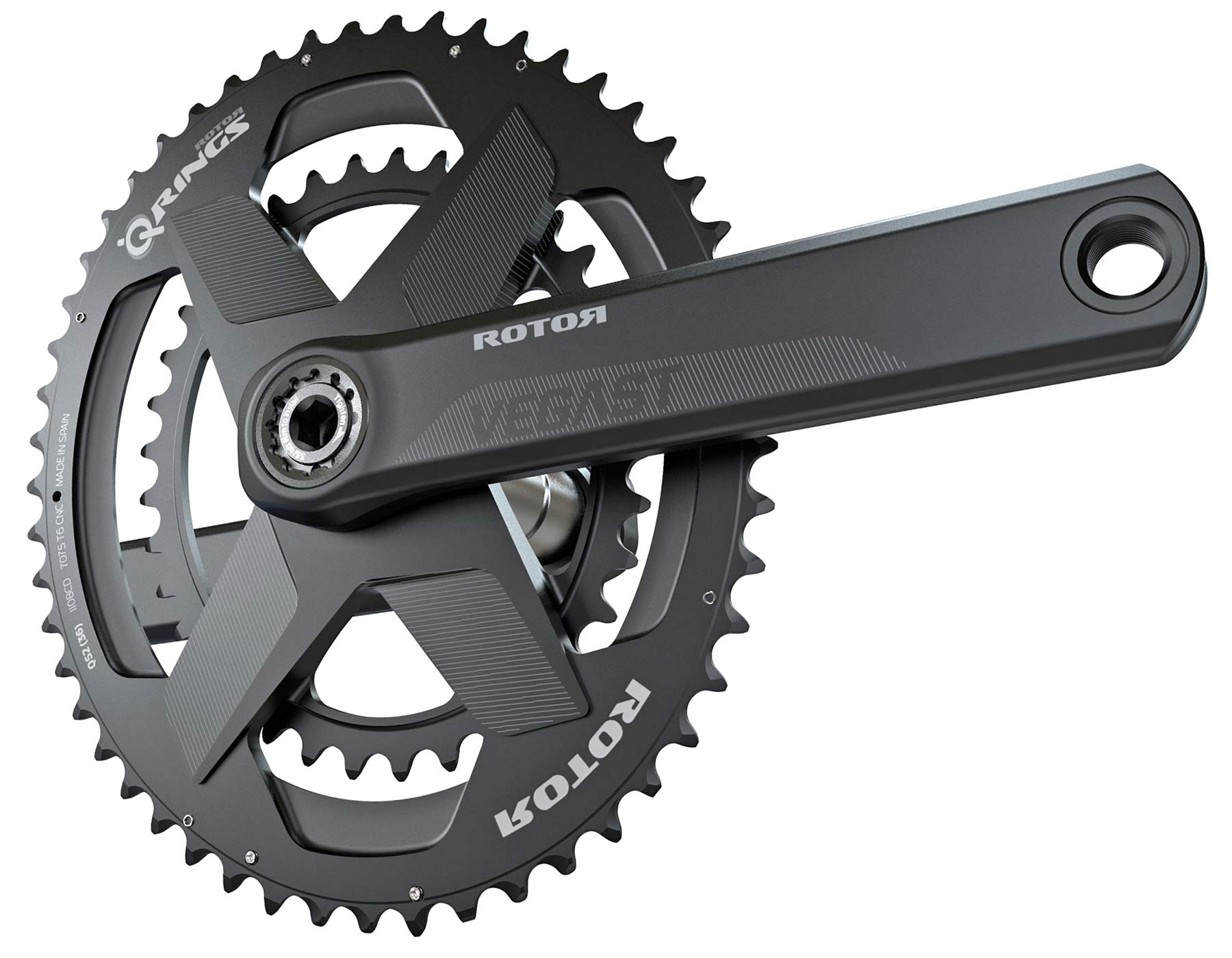 Rotor Vegast 24 modular alloy crankset, 24mm axle bottom bracket standard, versatile affordable aluminum alloy gravel all-road cranks