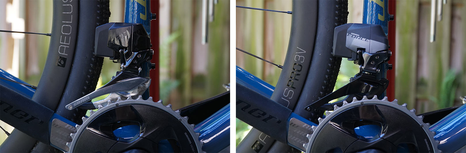 sram red axs and force axs 43-30 wide front derailleur comparison