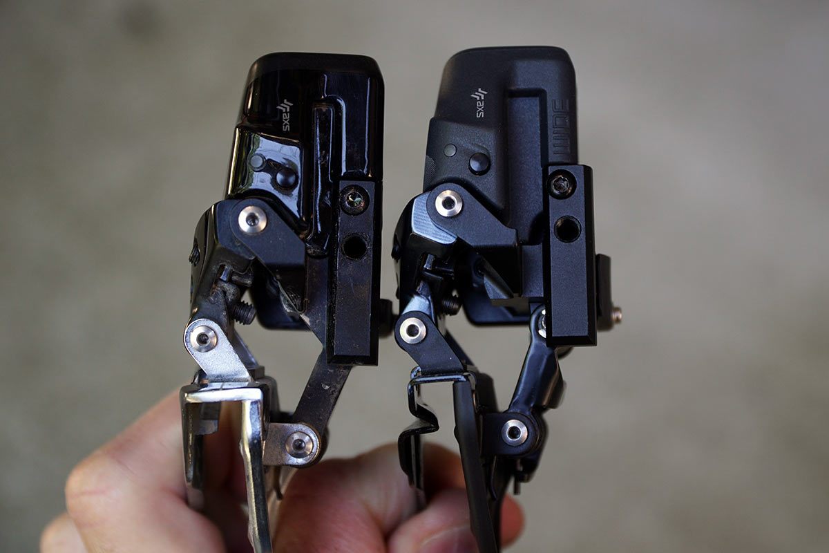 sram red axs and force axs 43-30 wide front derailleur comparison