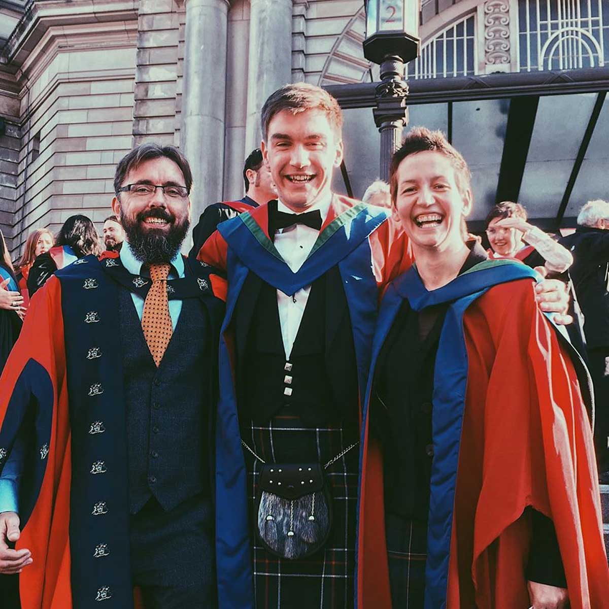 dr lewis kirkwood graduates with PhD in mountain biking vibrations school of applied sciences edinburgh napier university