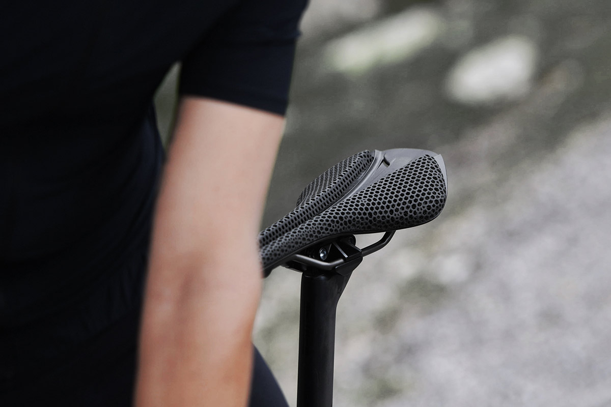 new fizik 3d printed saddle road riding lightweight carbon reinforced nylon base