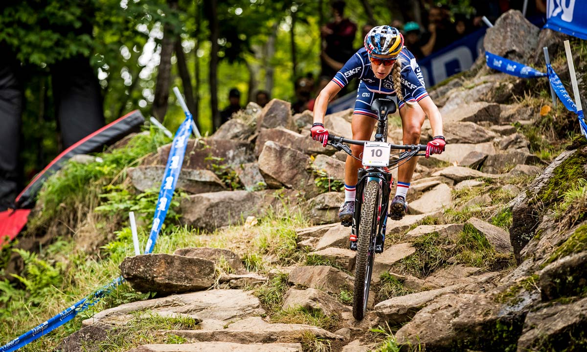 2021 Canyon Lux CF SLX XC mountain bike, 100mm carbon 29er cross-country race MTB, Pauline Ferrand-Prevot