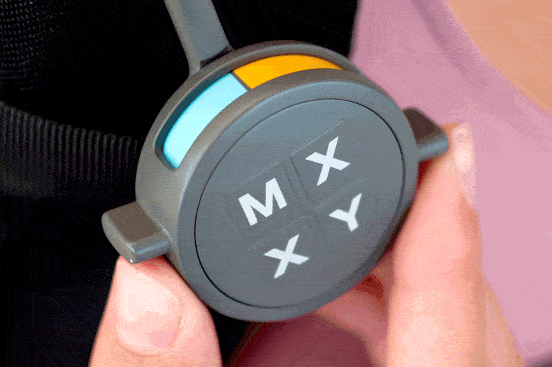 MXXY dual-reservoir hydration pack dials in your electrolyte sports drink mix on the go, dial animation