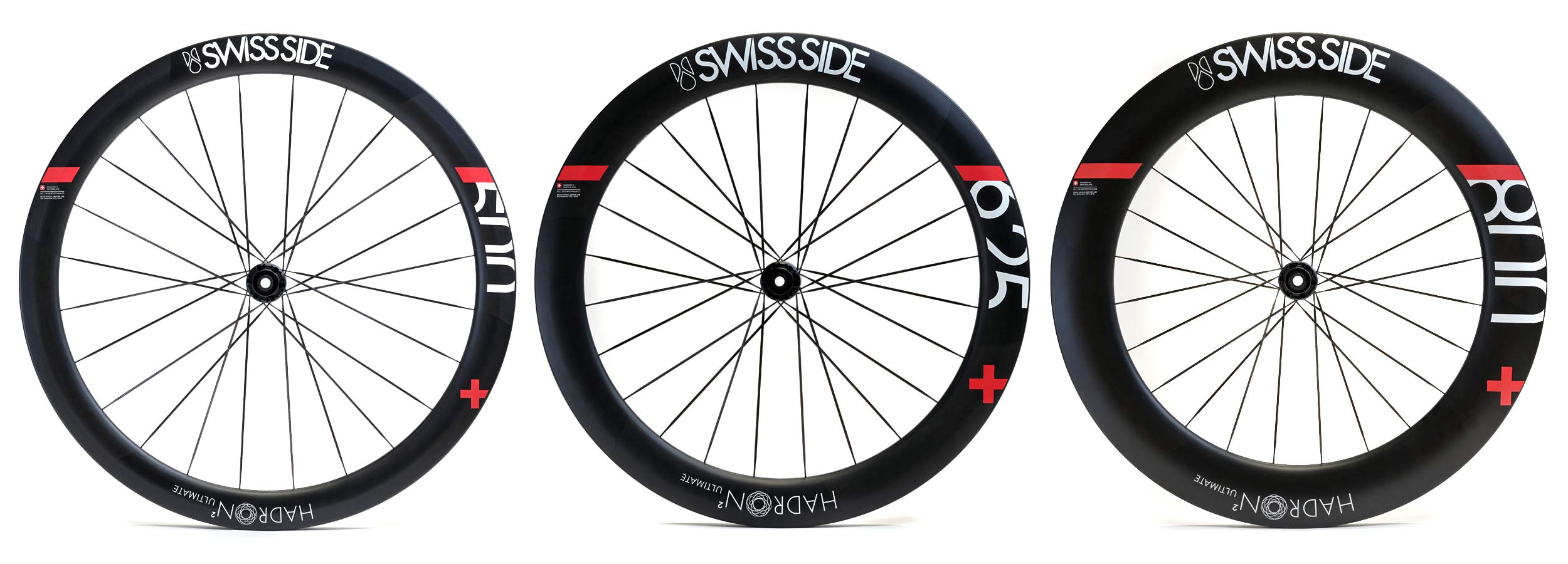 Swiss Side Hadron2 Ultimate aero road wheels, aerodynamic wide tubeless deep carbon road bike wheels, studio 500, 625 & 800 depths