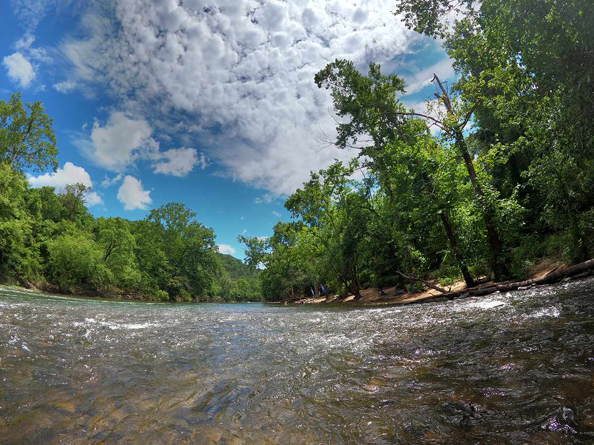 The river at at Explore Park near Roanoke Virginia is perfect for cooling off after the Treetop Quest ropes course