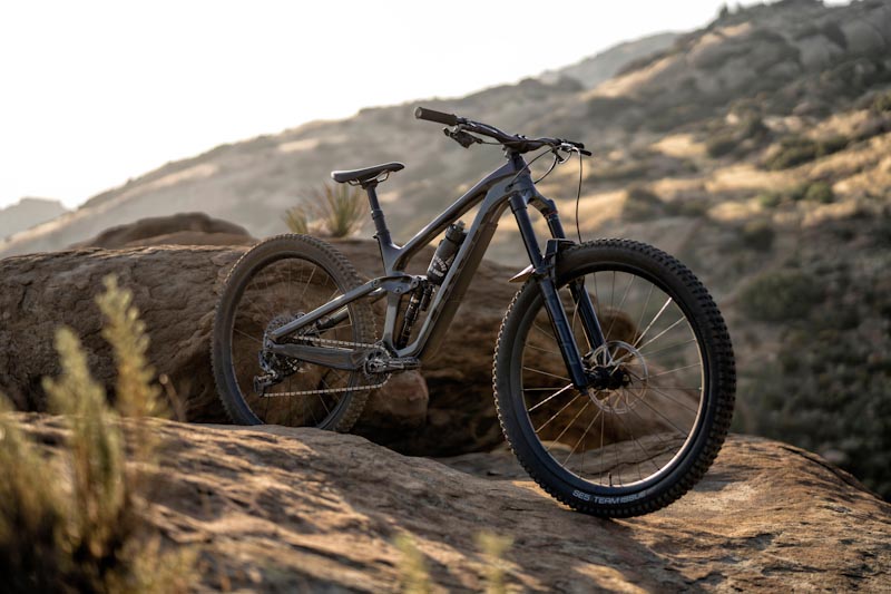 2021 Trek Slash, angle, on trail