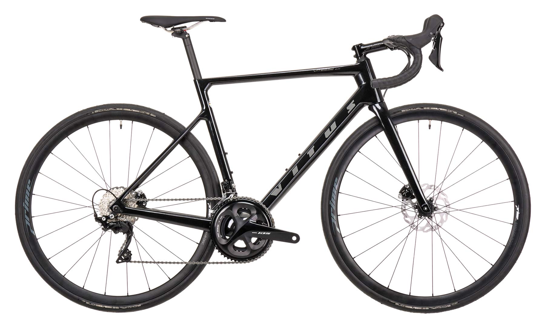 2021 Vitus Vitesse Evo road bike, affordable lightweight aero carbon race bike, 105