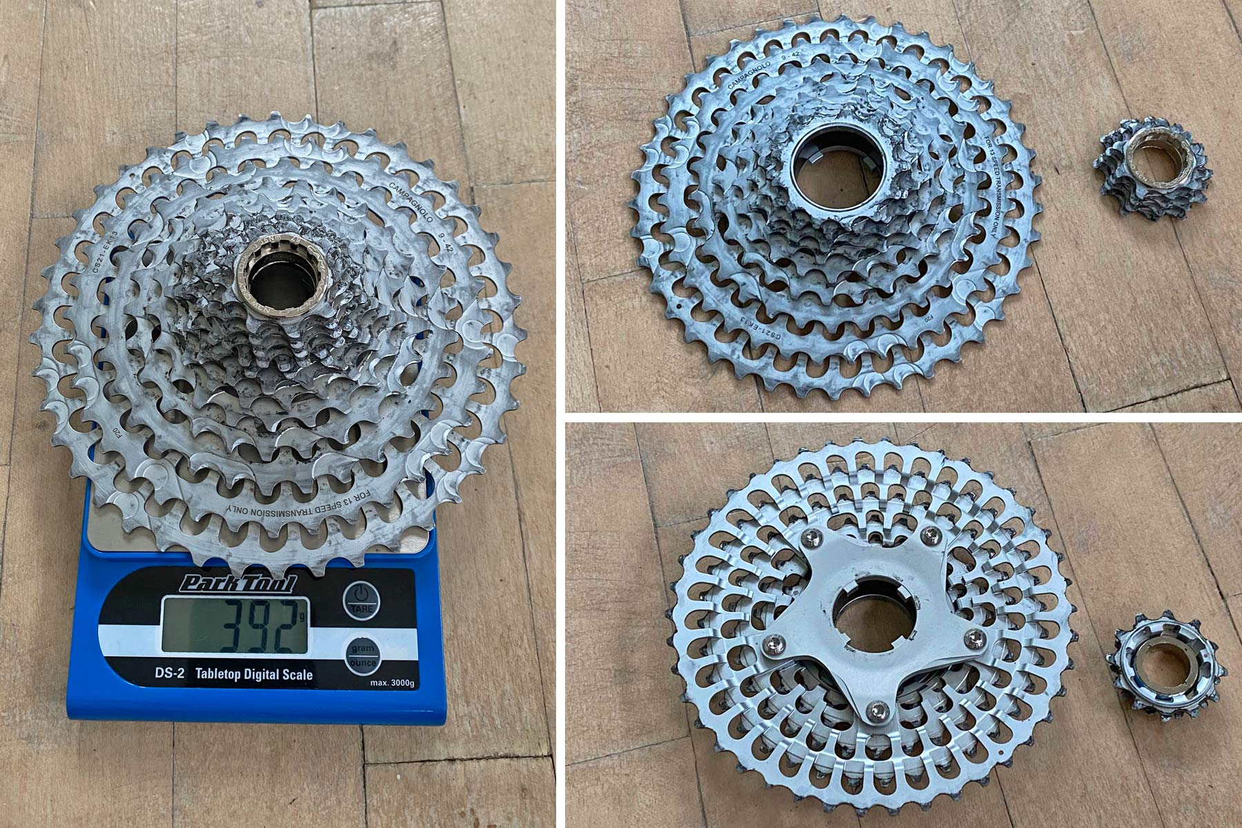 Campagnolo Campy Ekar 1x13 gravel bike component breakdown, 13-speed cassette Actual Weight