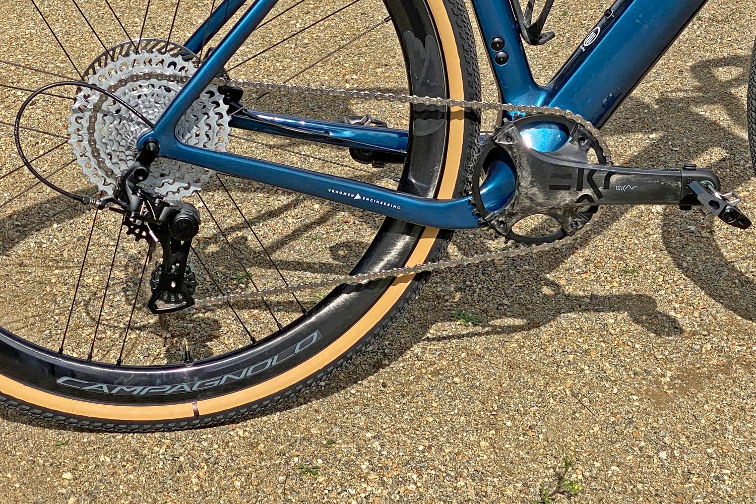 Campagnolo Ekar 1x13 gravel group, 13-speed gravel bike drivetrain, up close