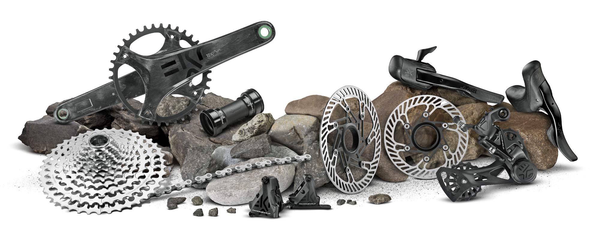 Campagnolo Ekar 1x13 gravel group, 13-speed gravel bike drivetrain, studio groupset