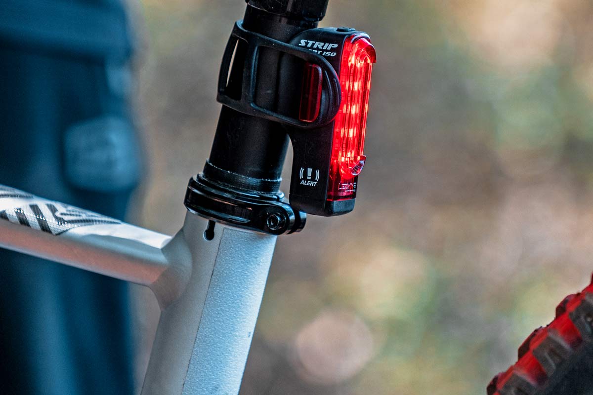 Lezyne Alert LED brake lights, compact automatic accelerometer smart tail lights, Strip Drive Alert