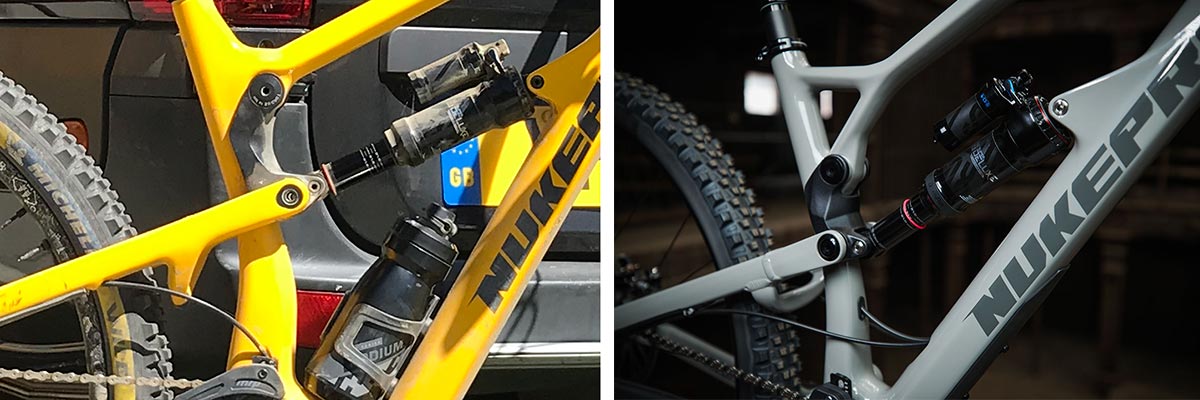 comparison possible 2021 nukeproof mega 290c with 2020 bike linkage closeup