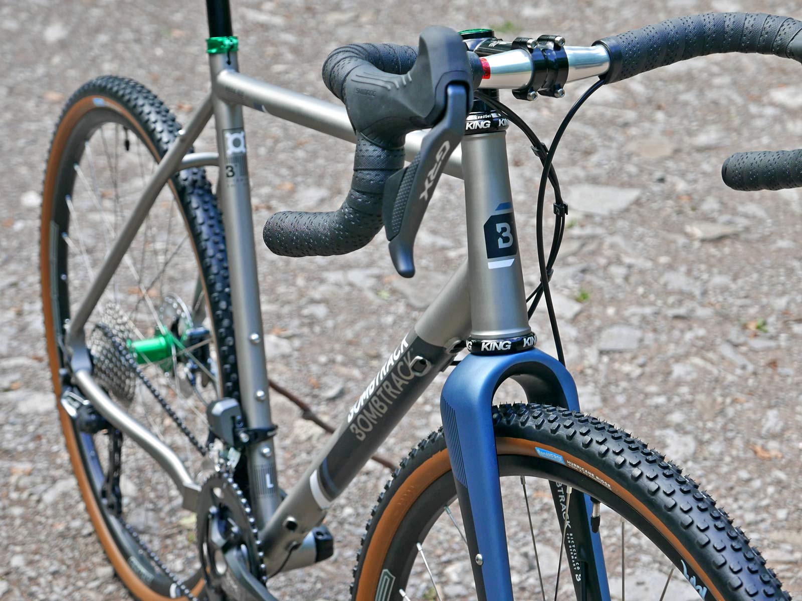 2021 Bombtrack Hook EXT Ti gravel bike, titanium adventure bikepacking gravel bike frameset, front end
