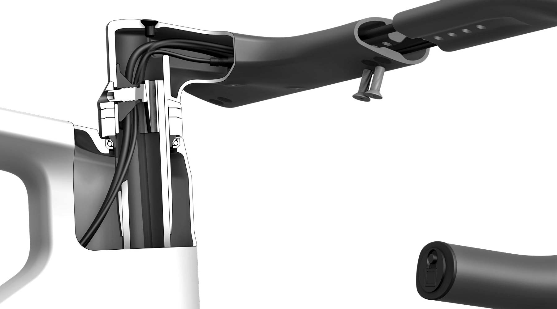 Canyon CP18 Aerocockpit adjustable integrated handlebar, in detail