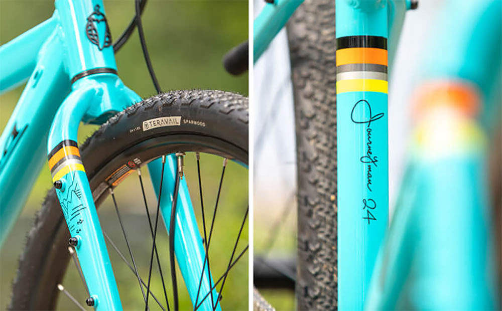 salsa journeyman 24 kids gravel bike frame closeup and tech details